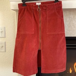 SUN&SHADOW beautiful corduroy front zipper pencil skirt.detailed description